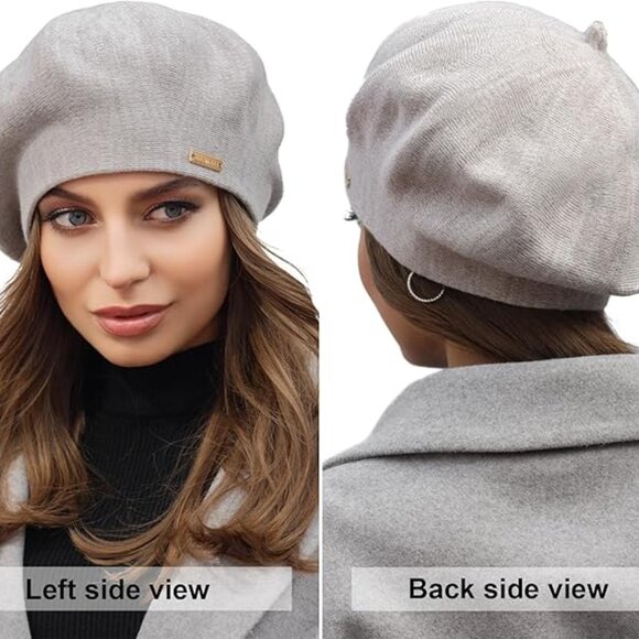 Warm Lined Wool Angora Knit Beret